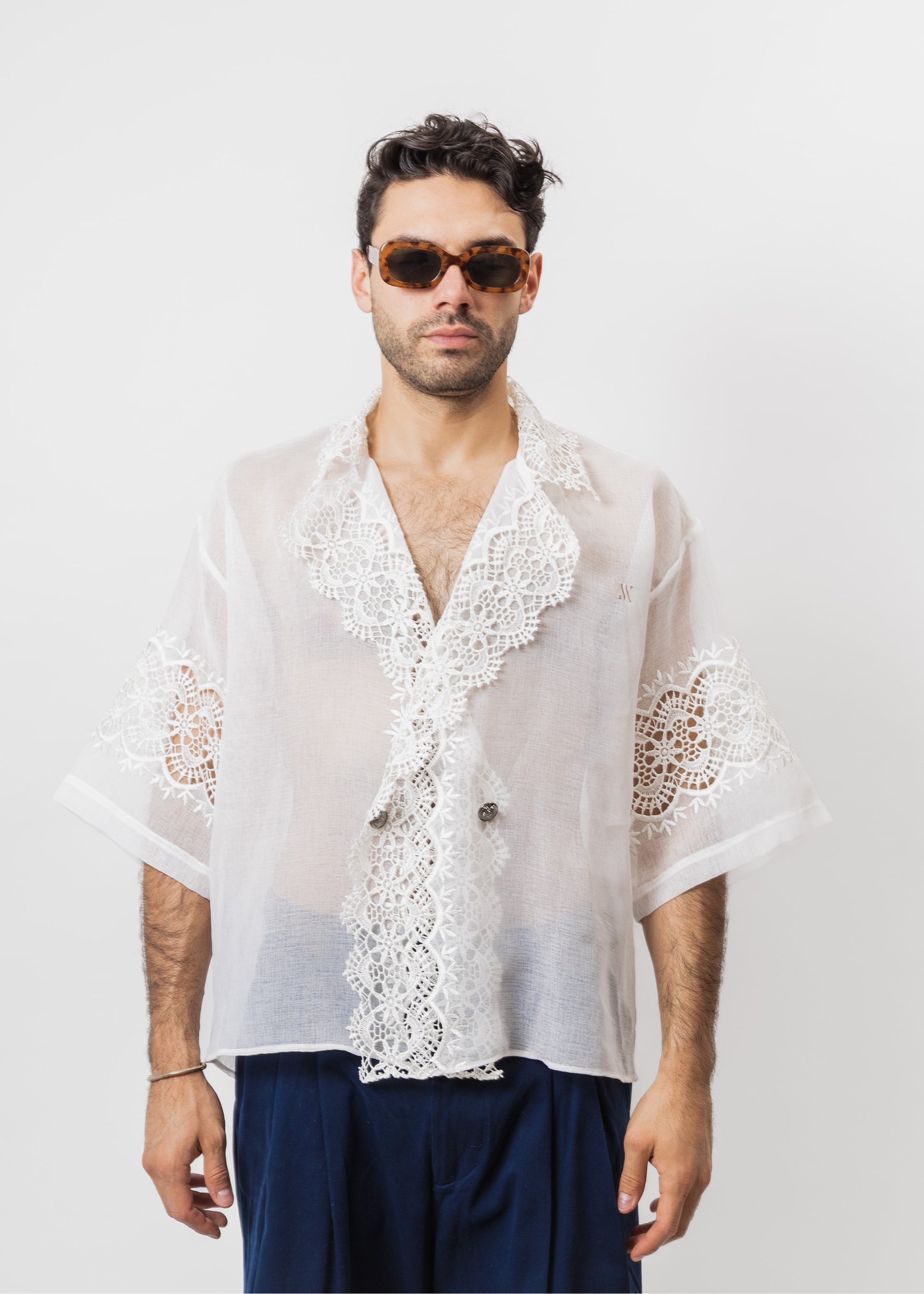 CAMISA MACRAME Lino 100%