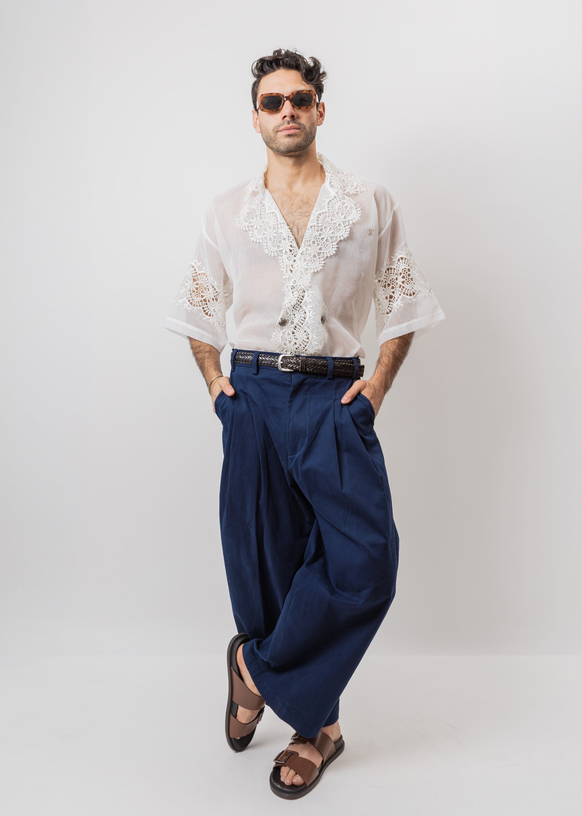 CAMISA MACRAME  Lino 100%