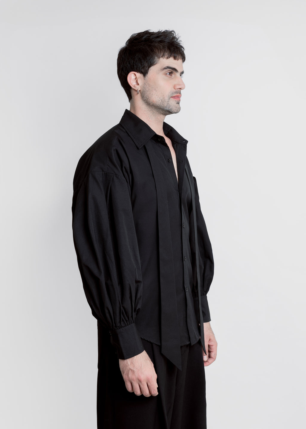 CAMISA MANGA GLOBO CALA NEGRA