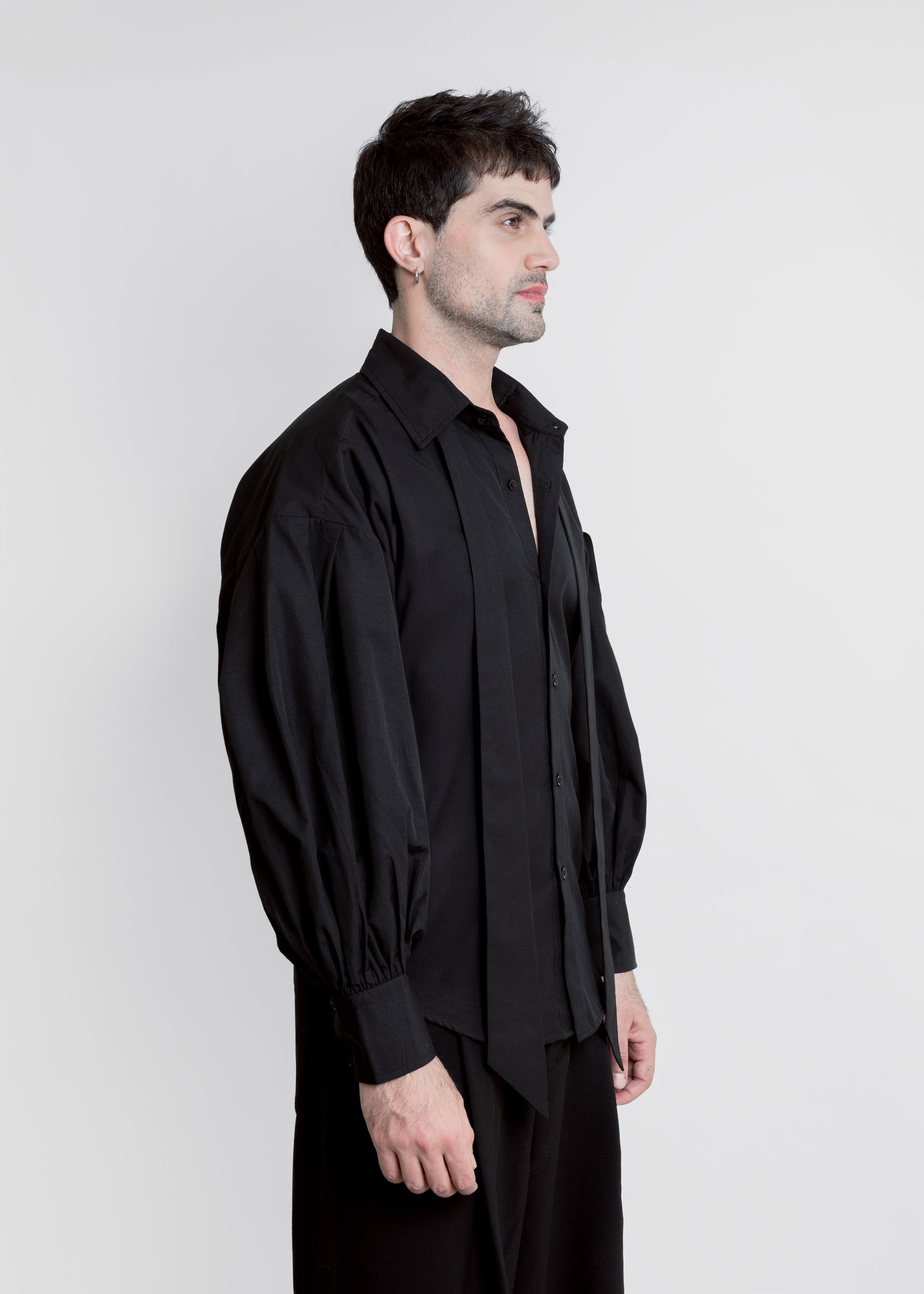 CAMISA MANGA GLOBO CALA NEGRA