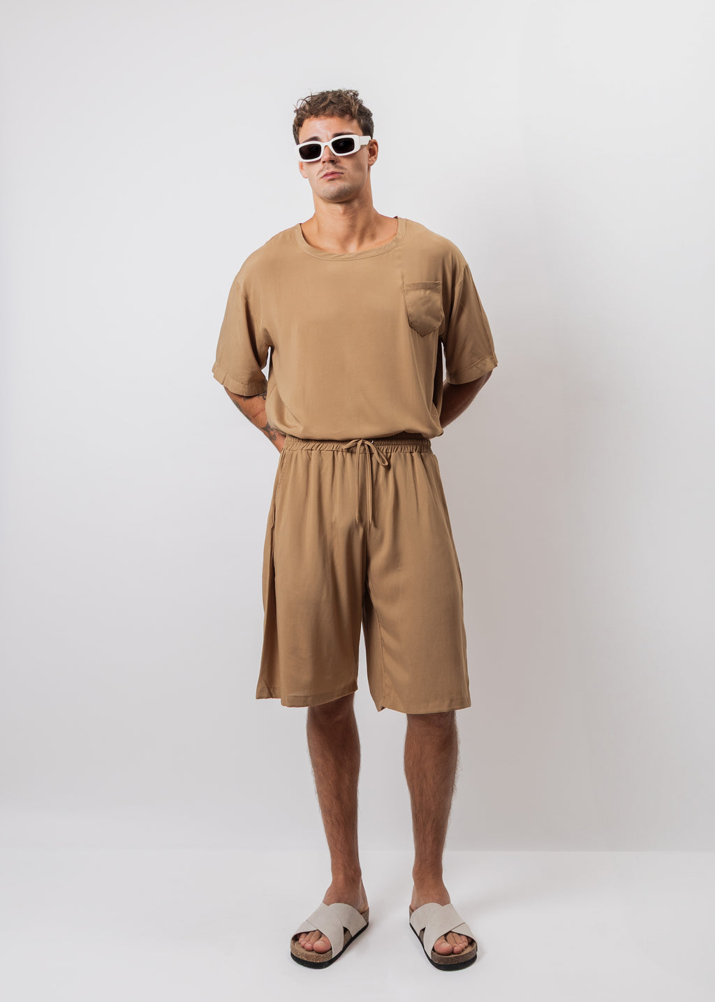 SET SHORT COLOR CAMELLO POPLIN