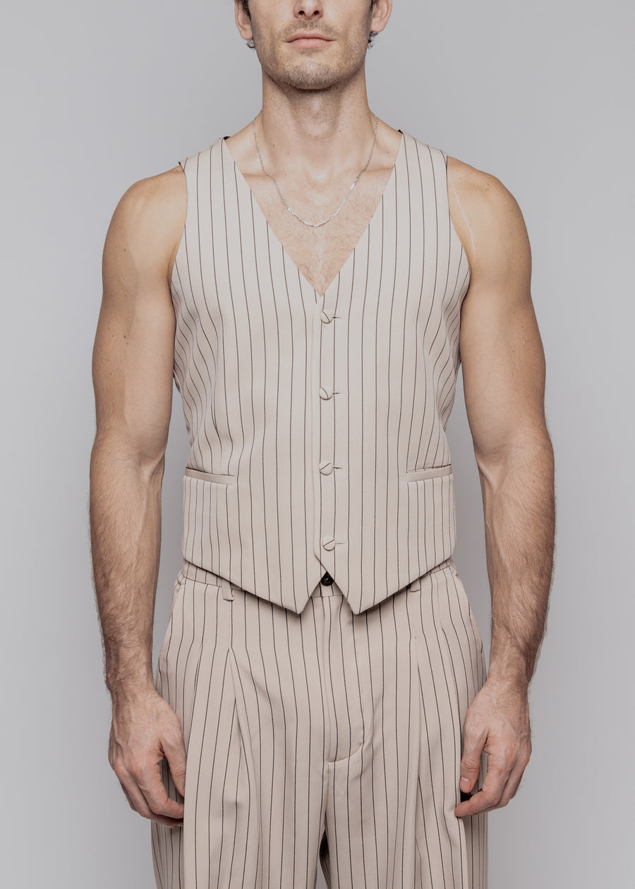 The V Stripes Vest Beige