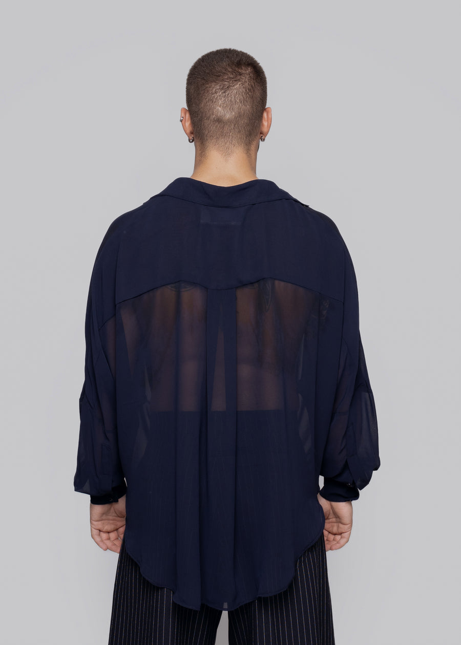 Valentino Chiffon Shirt Navy