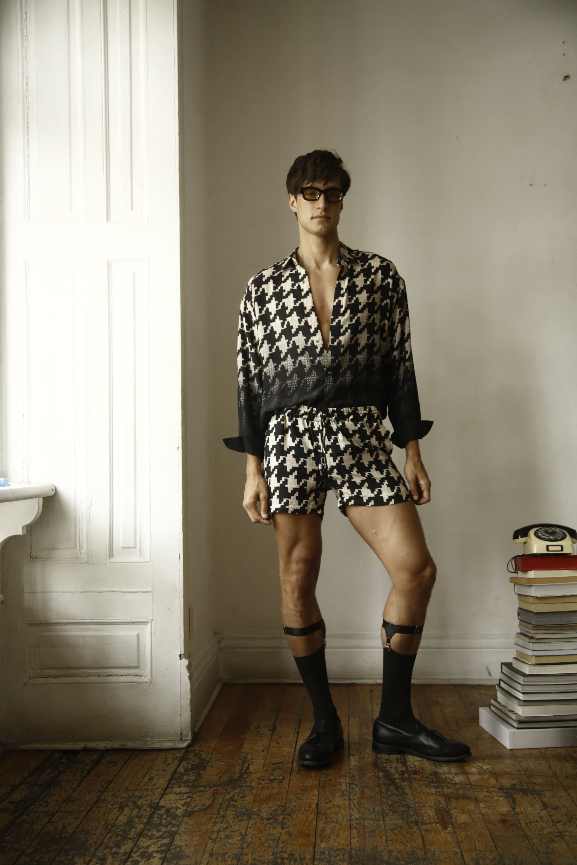SET PATA DE GALLO CON SHORT