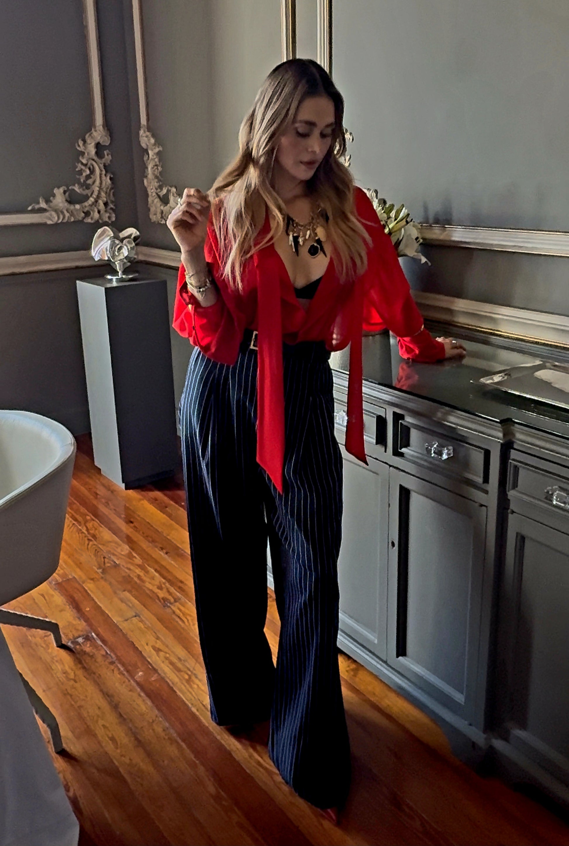 Cholo Stripes Pants Navy