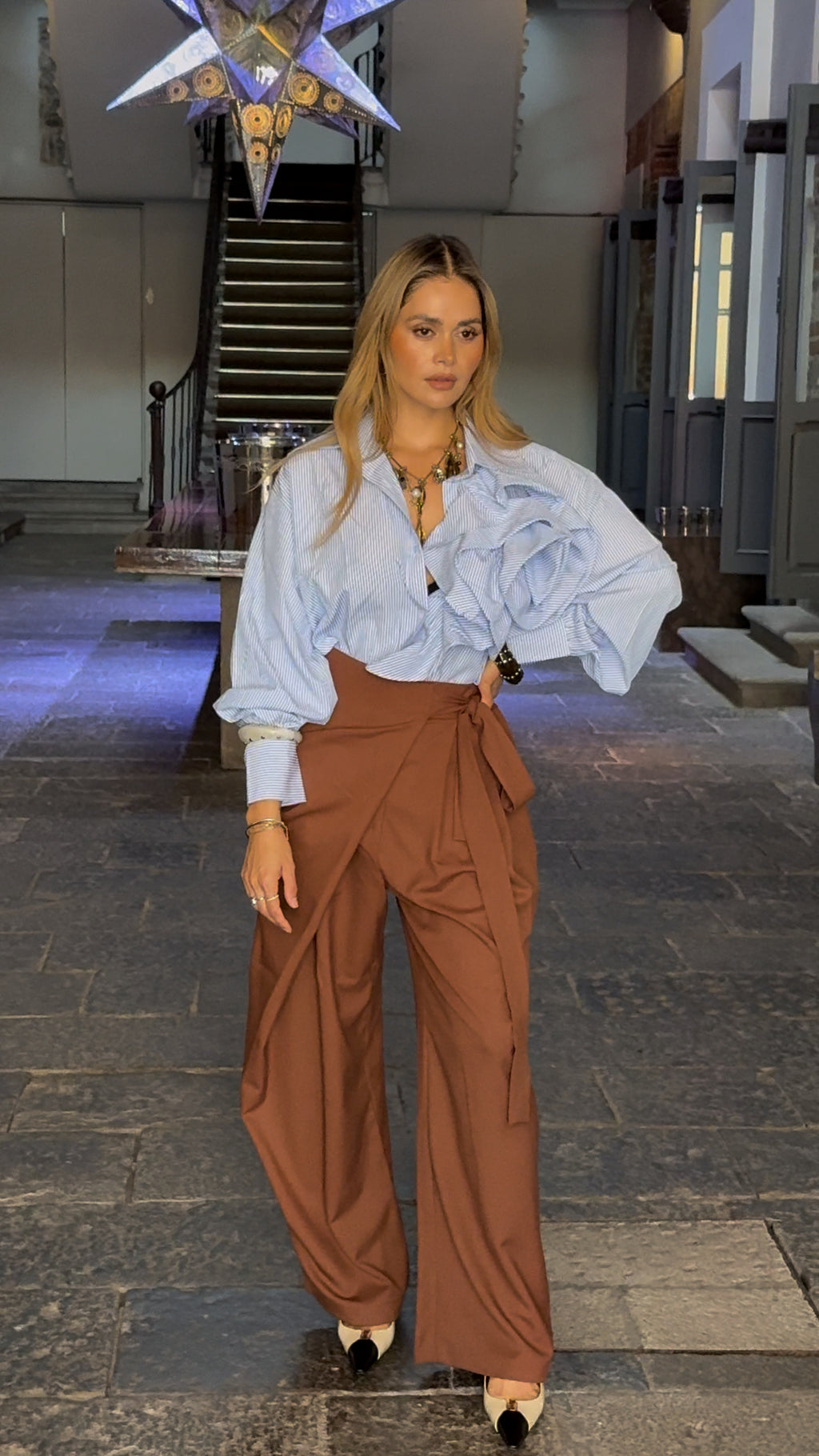 PANTALÓN LADRILLO DRAPPEADO