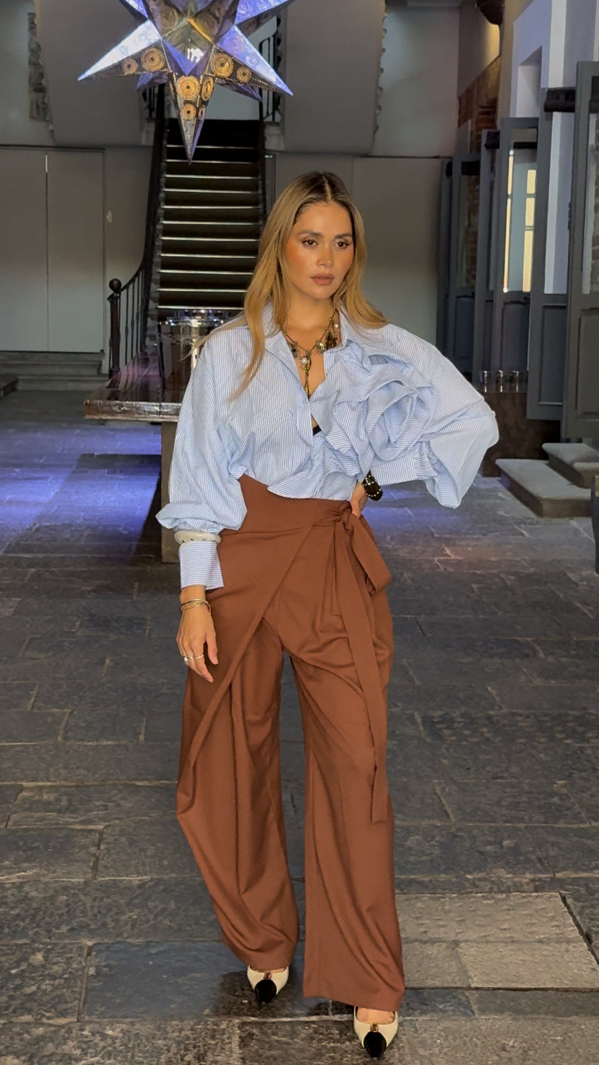 PANTALÓN LADRILLO DRAPPEADO